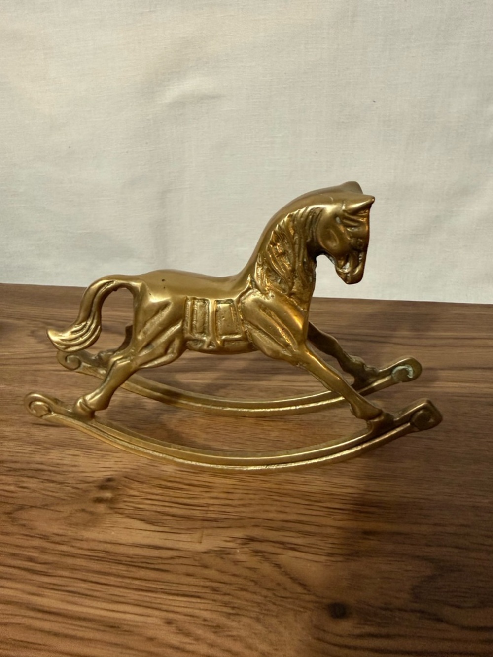 Brass Rocking Horse Figurine - Gold Tone
